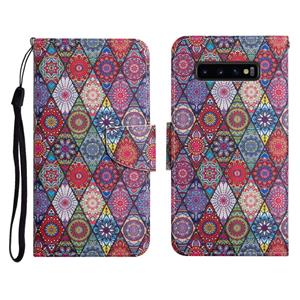 huismerk Voor Samsung Galaxy S10 Geschilderd Patroon Horizontale Flip Lederen Case met Houder & Card Slot & Portemonnee (Rhombus Caleidoscope)