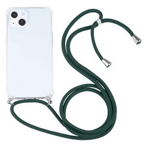 huismerk Vierhoek Schokbestendige Transparante TPU-beschermhoes met Lanyard voor iPhone 13 Mini