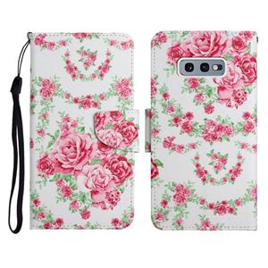 huismerk Voor Samsung Galaxy S10e Geschilderd Patroon Horizontale Flip Lederen Case met Houder & Card Slot & Portemonnee (Rose Flower)