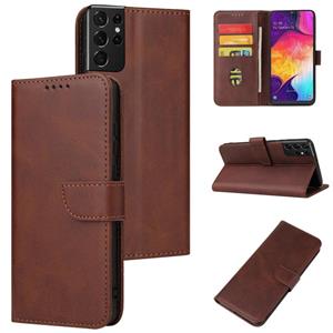 huismerk For Samsung Galaxy S20 Ultra Calf Texture Buckle Horizontal Flip Leather Case with Holder & Card Slots & Wallet(Brown)