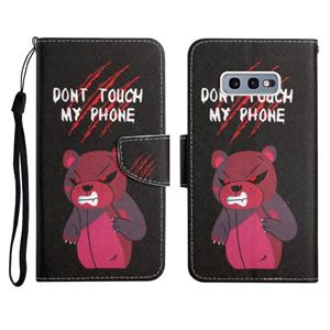 huismerk Voor Samsung Galaxy S10e Geschilderd Patroon Horizontale Flip Lederen Case met Houder & Card Slot & Portemonnee (Red Bear)