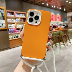 huismerk 3 in 1 pc + TPU Solid Color Phone Case voor iPhone 13 (Oranje)