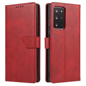 huismerk Voor Samsung Galaxy Note20 Kalf Textuur Gesp Horizontale Flip Lederen Hoesje met Houder & Kaart Slots &Portemonnee (Rood)