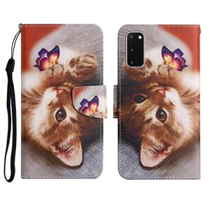 huismerk Voor Samsung Galaxy S20 Geschilderd Patroon Horizontale Flip Lederen Case met Houder & Card Slot & Portemonnee (Butterfly Cat)