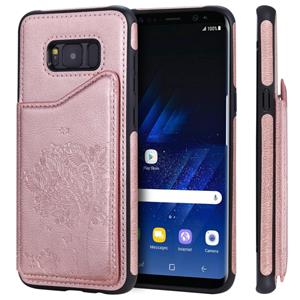 huismerk Voor Galaxy S8+ Cat Tree Embossing Pattern Shockproof Protective Case met kaartsleuven & photo frame & holder(Rose Gold)