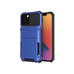 huismerk Voor iPhone 12 mini Krasbestendige schokbestendige Heavy Duty Rugged Armor beschermhoes met kaartsleuf(Blauw)