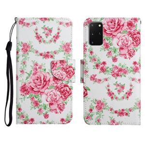 huismerk Voor Samsung Galaxy S20 + Geschilderd Patroon Horizontale Flip Lederen Case met Houder & Card Slot & Portemonnee (Rose Flower)