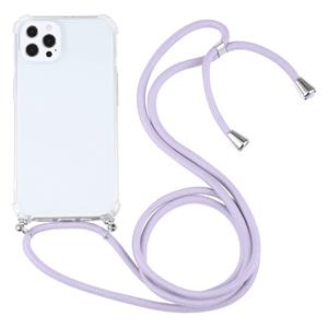 huismerk Vierhoek Schokbestendige Transparante TPU-beschermhoes met Lanyard voor iPhone 13 Pro