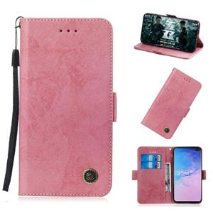 huismerk Multifunctionele horizontale Flip retro lederen draagtas met kaartsleuf & houder voor Galaxy S10 PLUS (roze)