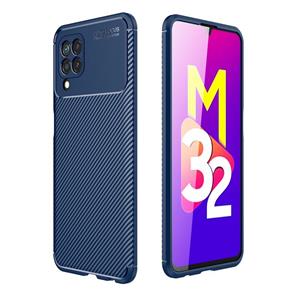 huismerk For Samsung Galaxy M32 Carbon Fiber Texture Shockproof TPU Case(Blue)