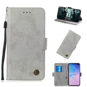 huismerk Multifunctionele horizontale Flip retro lederen draagtas met kaartsleuf & houder voor Galaxy S10 PLUS (grijs)