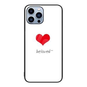 Huismerk Colorful Painted Glass Phone Case For iPhone 13 Pro Max(Red Heart)