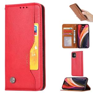 huismerk Voor iPhone 12 Knead Skin Texture Horizontale Flip Lederen case met Photo Frame & Holder & Card Slots & Wallet(Red)