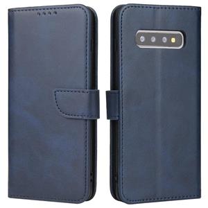 huismerk For Samsung Galaxy S10 Calf Texture Buckle Horizontal Flip Leather Case with Holder & Card Slots & Wallet(Blue)