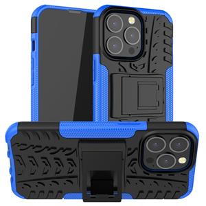 huismerk Banden textuur schokbestendige TPU + PC beschermhoes met houder voor iPhone 13 mini