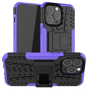 huismerk Banden textuur schokbestendige TPU + PC-beschermhoes met houder voor iPhone 13 mini