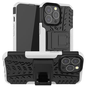 huismerk Bandenstextuur Schokbestendige TPU + PC-beschermhoes met houder voor iPhone 13 Mini