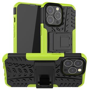 huismerk Banden textuur schokbestendige TPU + PC-beschermhoes met houder voor iPhone 13 mini