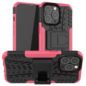 huismerk Banden textuur schokbestendige TPU + PC-beschermhoes met houder voor iPhone 13 mini