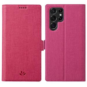 Voor Samsung Galaxy S22 Ultra 5G Vili K-serie Magnetische gesp lederen telefoonhoes (Rose Red)