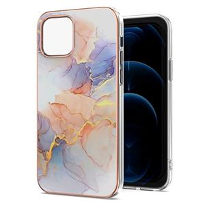 huismerk Electroplating Pattern IMD TPU Schokbestendig Case voor iPhone 13 Pro Max (Milky Way White Marble)