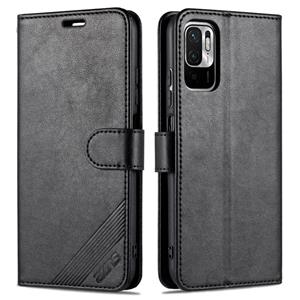 For Xiaomi Poco M3 Pro 5G / Redmi Note 10 5G AZNS Sheepskin Texture Horizontal Flip Leather Case with Holder & Card Slots & Wallet(Black)