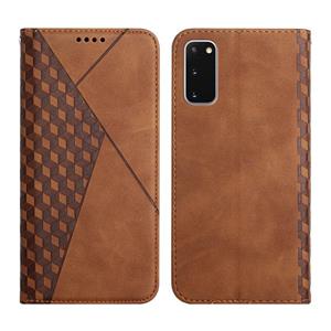 huismerk For Samsung Galaxy S20 Diamond Pattern Splicing Skin Feel Magnetic Horizontal Flip Leather Case with Card Slots & Holder & Wallet(Brown)