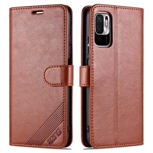 For Xiaomi Poco M3 Pro 5G / Redmi Note 10 5G AZNS Sheepskin Texture Horizontal Flip Leather Case with Holder & Card Slots & Wallet(Brown)