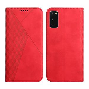 huismerk For Samsung Galaxy S20 Diamond Pattern Splicing Skin Feel Magnetic Horizontal Flip Leather Case with Card Slots & Holder & Wallet(Red)