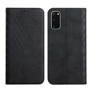 huismerk For Samsung Galaxy S20 Diamond Pattern Splicing Skin Feel Magnetic Horizontal Flip Leather Case with Card Slots & Holder & Wallet(Black)