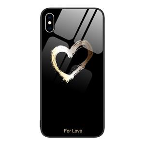 Huismerk Colorful Painted Glass Phone Case For iPhone XS Max(Black Love)