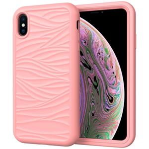 huismerk Voor iPhone XR Wave Pattern 3 in 1 Siliconen+PC Schokbestendige beschermhoes (Rose Gold)