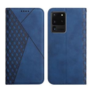 huismerk For Samsung Galaxy S20 Ultra Diamond Pattern Splicing Skin Feel Magnetic Horizontal Flip Leather Case with Card Slots & Holder & Wallet(Blue)