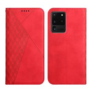 huismerk For Samsung Galaxy S20 Ultra Diamond Pattern Splicing Skin Feel Magnetic Horizontal Flip Leather Case with Card Slots & Holder & Wallet(Red)