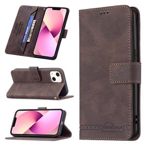 huismerk Magnetische sluiting RFID Blokkering Anti-diefstal Lederen Case met Houder & Kaart Slots & Portemonnee voor iPhone 13 (Brown)