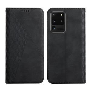 huismerk For Samsung Galaxy S20 Ultra Diamond Pattern Splicing Skin Feel Magnetic Horizontal Flip Leather Case with Card Slots & Holder & Wallet(Black)