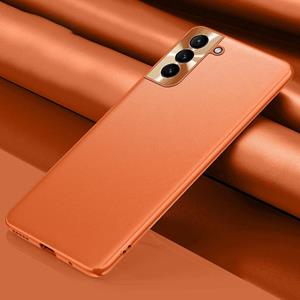 huismerk Voor Samsung Galaxy S22 5G Effen Huid Lederen Telefoonhoes (Oranje)