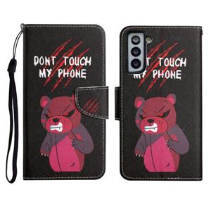 huismerk Voor Samsung Galaxy S21 + 5G Geschilderd Patroon Horizontale Flip Leren Case met Houder & Card Slot & Portemonnee (Red Bear)