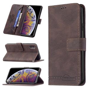 huismerk Magnetische sluiting RFID Blokkering Anti-diefstal lederen tas met houder & kaartslots & portefeuille voor iPhone XS MAX (Brown)