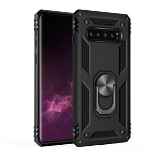 huismerk Sergeant Armor schokbestendige TPU + PC beschermende Case voor Galaxy S10 Plus met 360 graden rotatie houder (zwart)