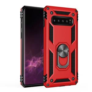 huismerk Sergeant Armor Shockproof TPU + PC Beschermhoes voor Galaxy S10 Plus met 360 graden rotatiehouder (rood)