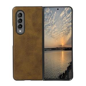 huismerk Voor Samsung Galaxy Z VOUW3 5G Two-Color Cowhide Texture PU-schokbestendige beschermhoes