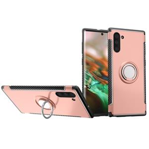 huismerk Magnetische 360 graden rotatie ring armor telefoon beschermhoes voor Galaxy Note 10 (Rose Gold)