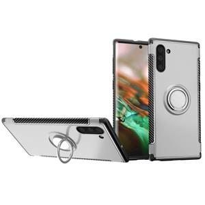 huismerk Magnetische 360 graden Rotatie Ring Armor Telefoon Beschermhoes voor Galaxy Note 10 (Zilver)