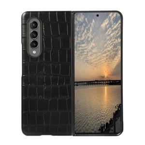 huismerk For Samsung Galaxy Z Fold3 5G Crocodile Texture PU Shockproof Protective Case(Black)