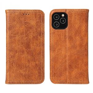 fierreshann Voor iPhone 12 Fierre Shann Retro Tree Bark Texture PU Magnetic Horizontal Flip Leather Case met Holder & Card Slots & Wallet(Brown)