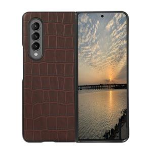 huismerk For Samsung Galaxy Z Fold3 5G Crocodile Texture PU Shockproof Protective Case(Brown)