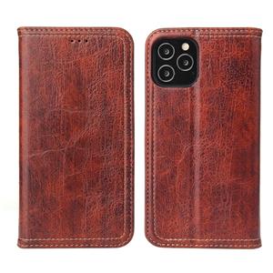 fierreshann Voor iPhone 12 Fierre Shann Retro Tree Bark Texture PU Magnetic Horizontal Flip Leather Case met Holder & Card Slots & Wallet(Red)