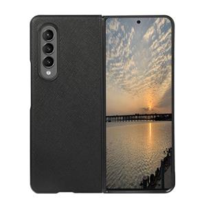 huismerk For Samsung Galaxy Z Fold3 5G Cross Texture Shockproof Protective Leather Case(Black)