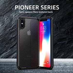 Voor iPhone XS / X iPAKY Pioneer Series Carbon Fiber Texture Shockproof TPU + PC Case(Zwart)